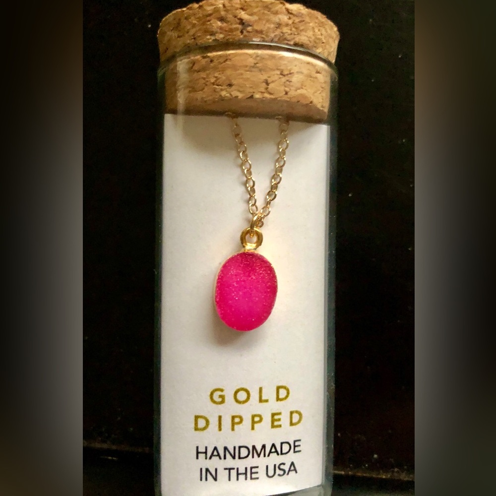 New Hot Pink Druzy‎ Stone 14kt Gold Filled